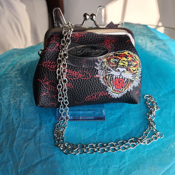 Ed Hardy Crossbody Coin Kisslock Purse, NWT - Picture 1 of 5
